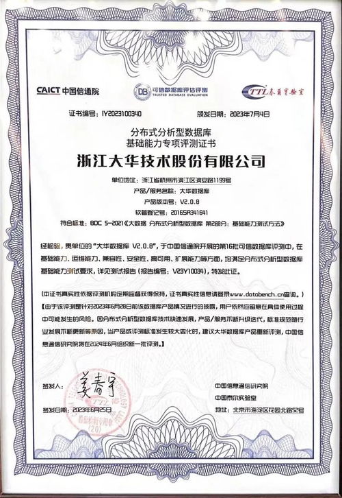 大華股份數(shù)據(jù)庫產品通過中國信通院“可信數(shù)據(jù)庫”評測 技術突破引領行業(yè)新發(fā)展